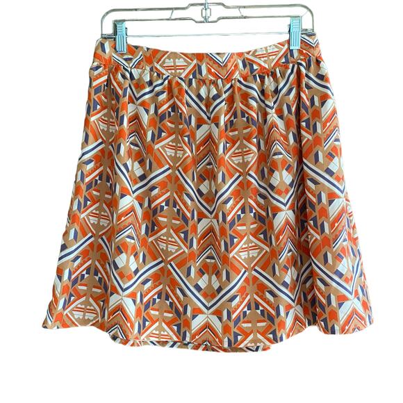 Anthropologie EMMALEE Skirt Aztec Print Size L Exposed Zipper Lined Southwestern - Picture 1 of 9